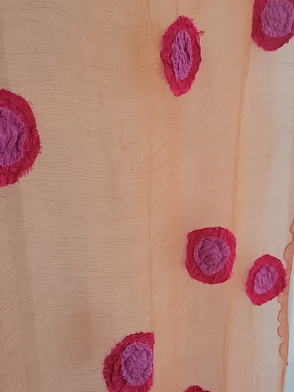 Pink and Lavender Fabric Rosette Accent Silk Scarf